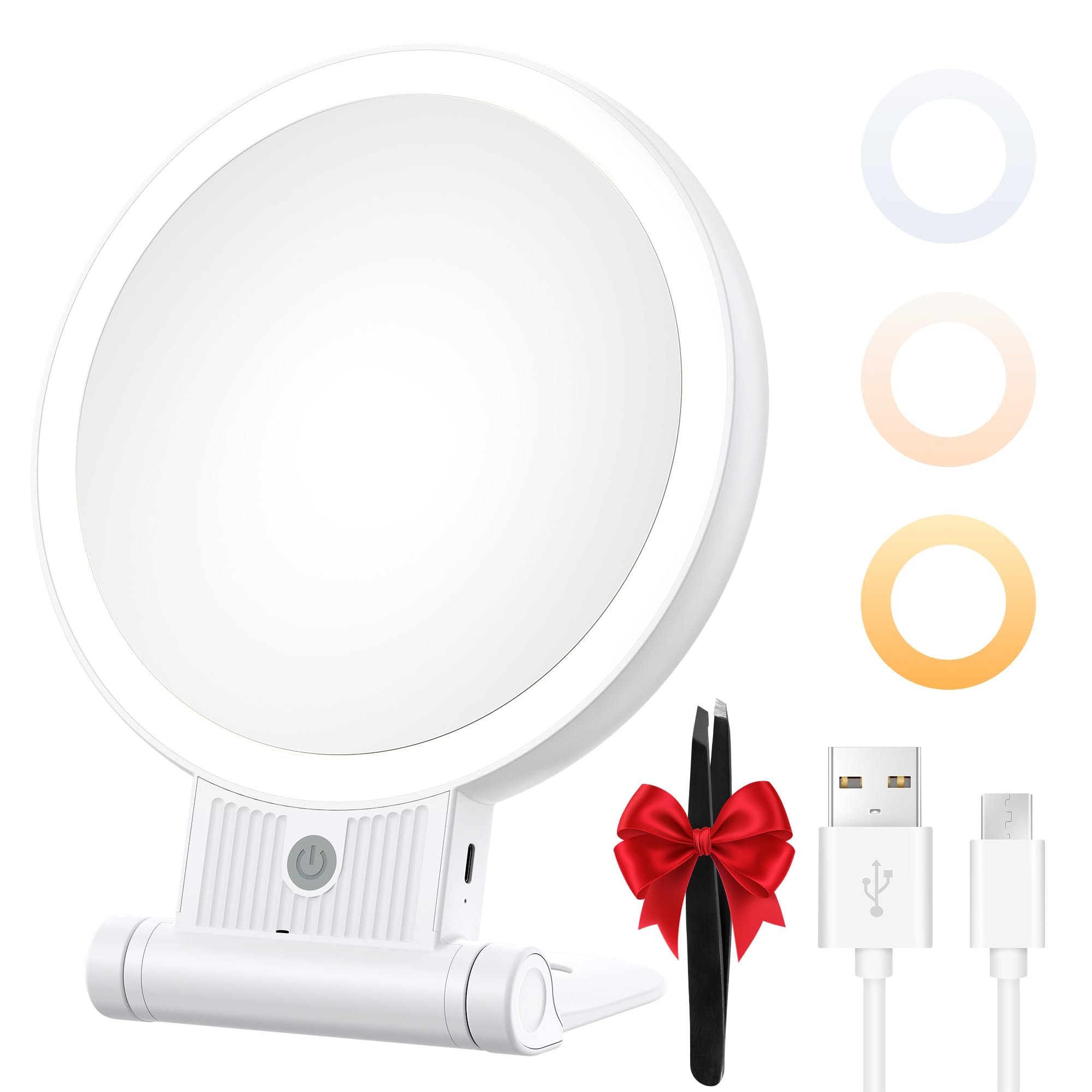 Tubbede Espejo Maquillaje Iluminado 1x-30x visión amplia para retoques de maquillaje