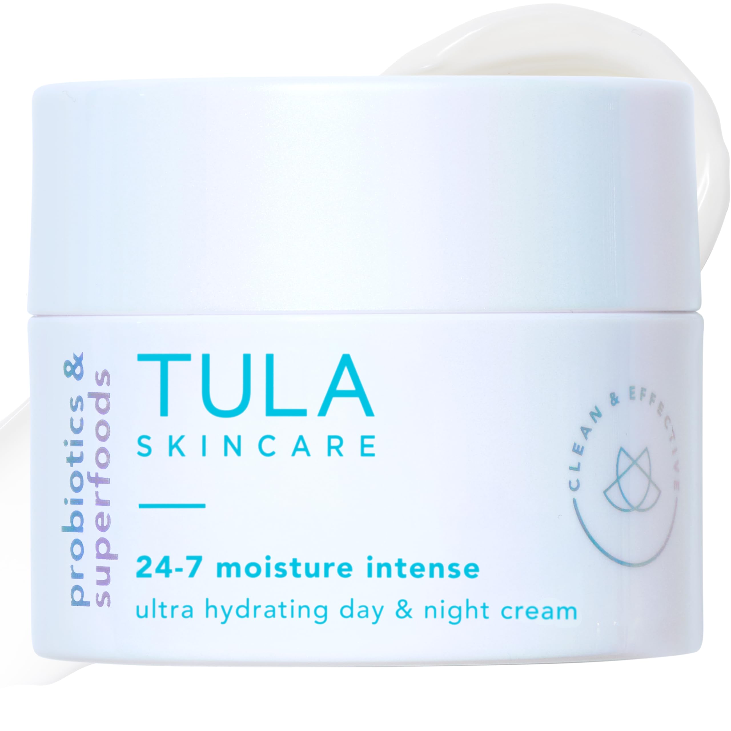 Frasco de crema TULA 24-7 para hidratación intensa día y noche.