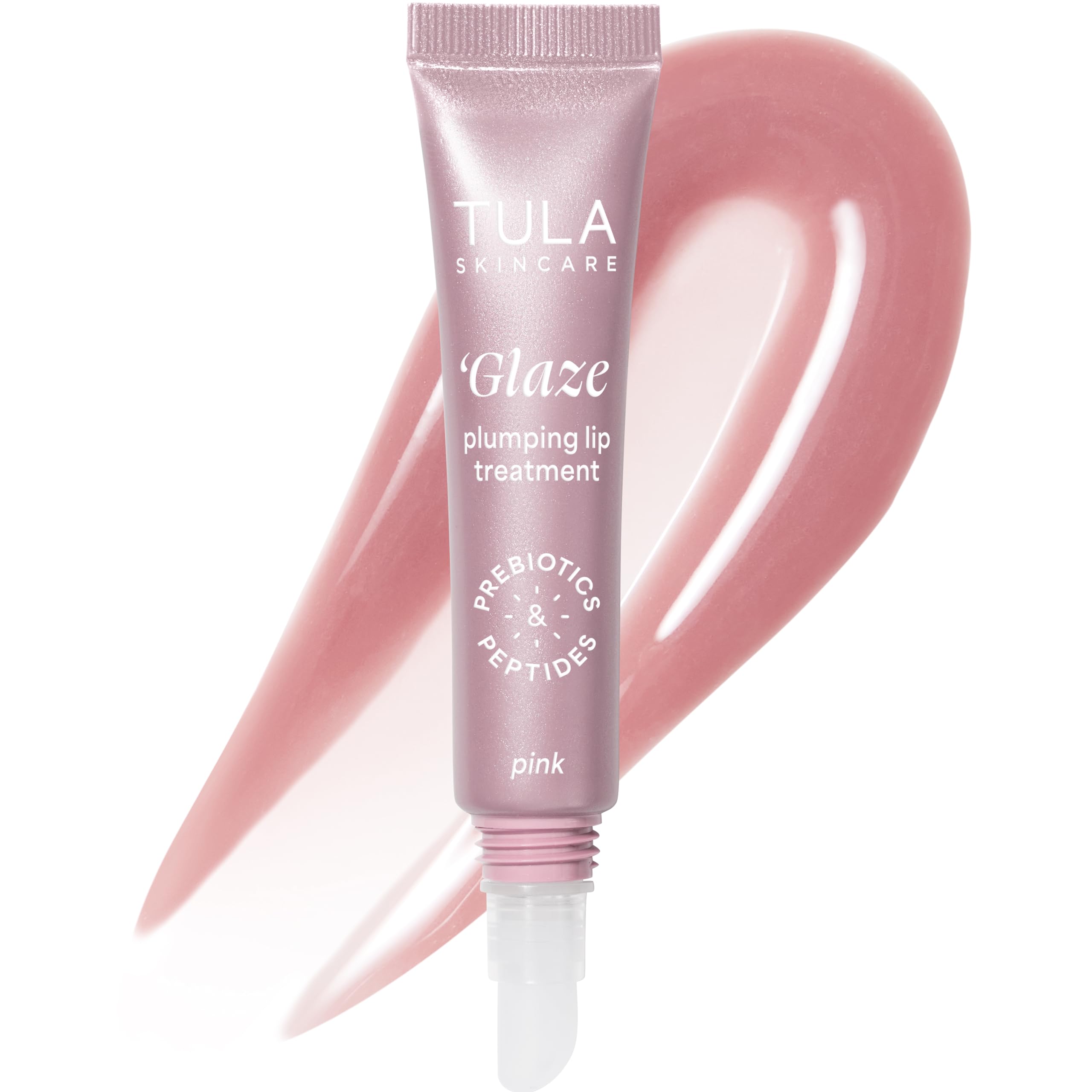 Bálsamo labial TULA Rose Glow en envase, hidratación suave para el día.