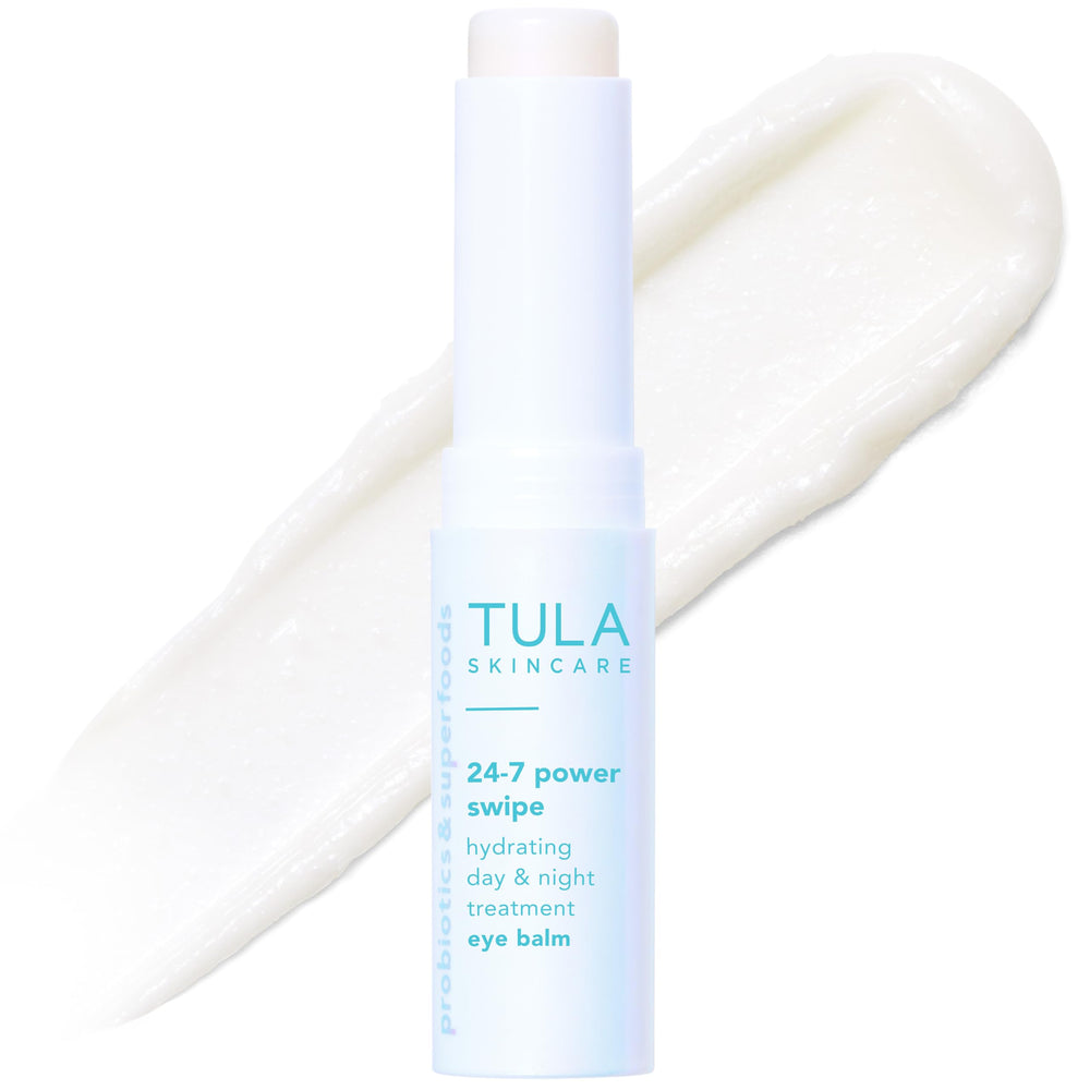 Bálsamo de ojos TULA con aplicación rápida para hidratar y refrescar la mirada.