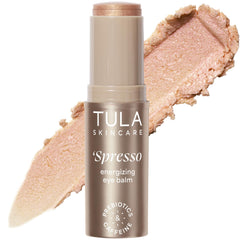 TULA Spresso Energizing Eye Balm empaque compacto para retoques diarios.