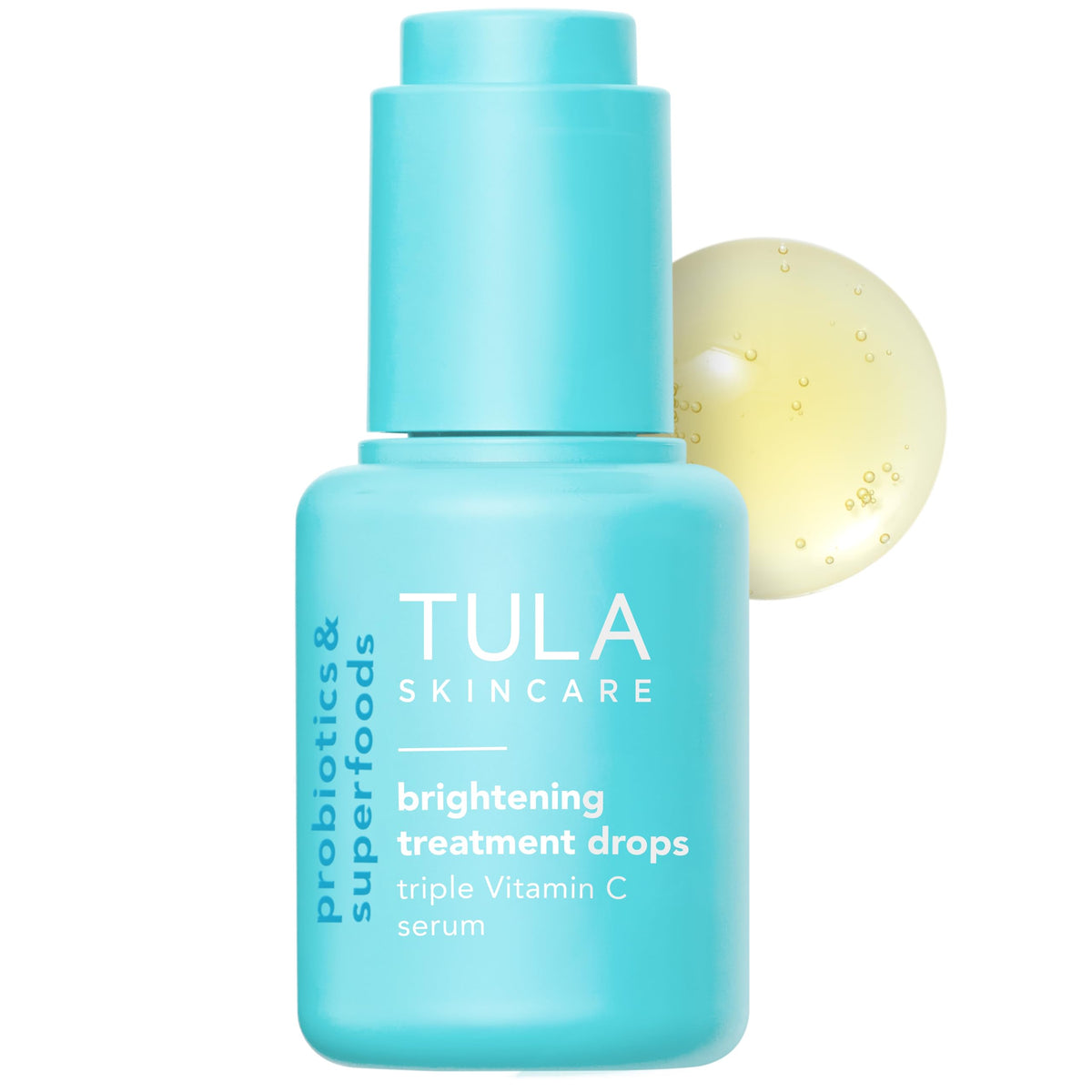 Sérum TULA Brightening en botella, iluminación suave de la piel