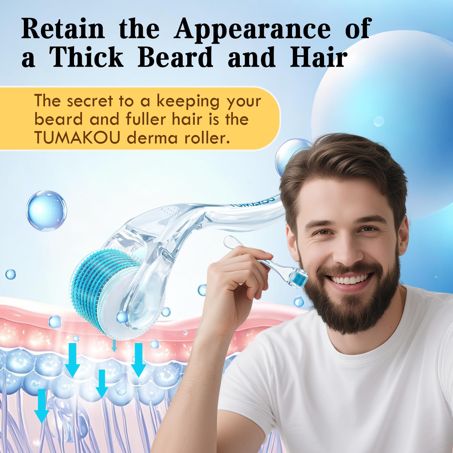 TUMAKOU Derma Roller diseño portátil, perfecto para viajes
