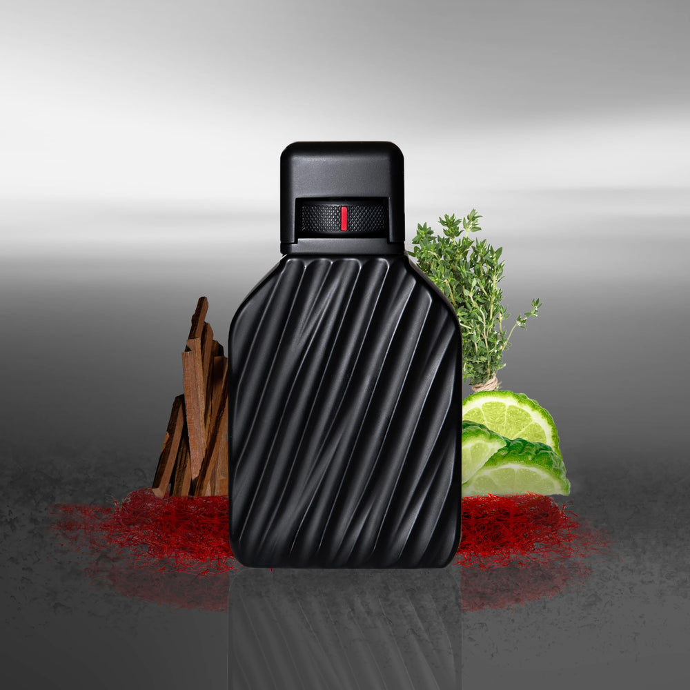 Silueta del frasco de TUMI 19 Degree y su diseño premium
