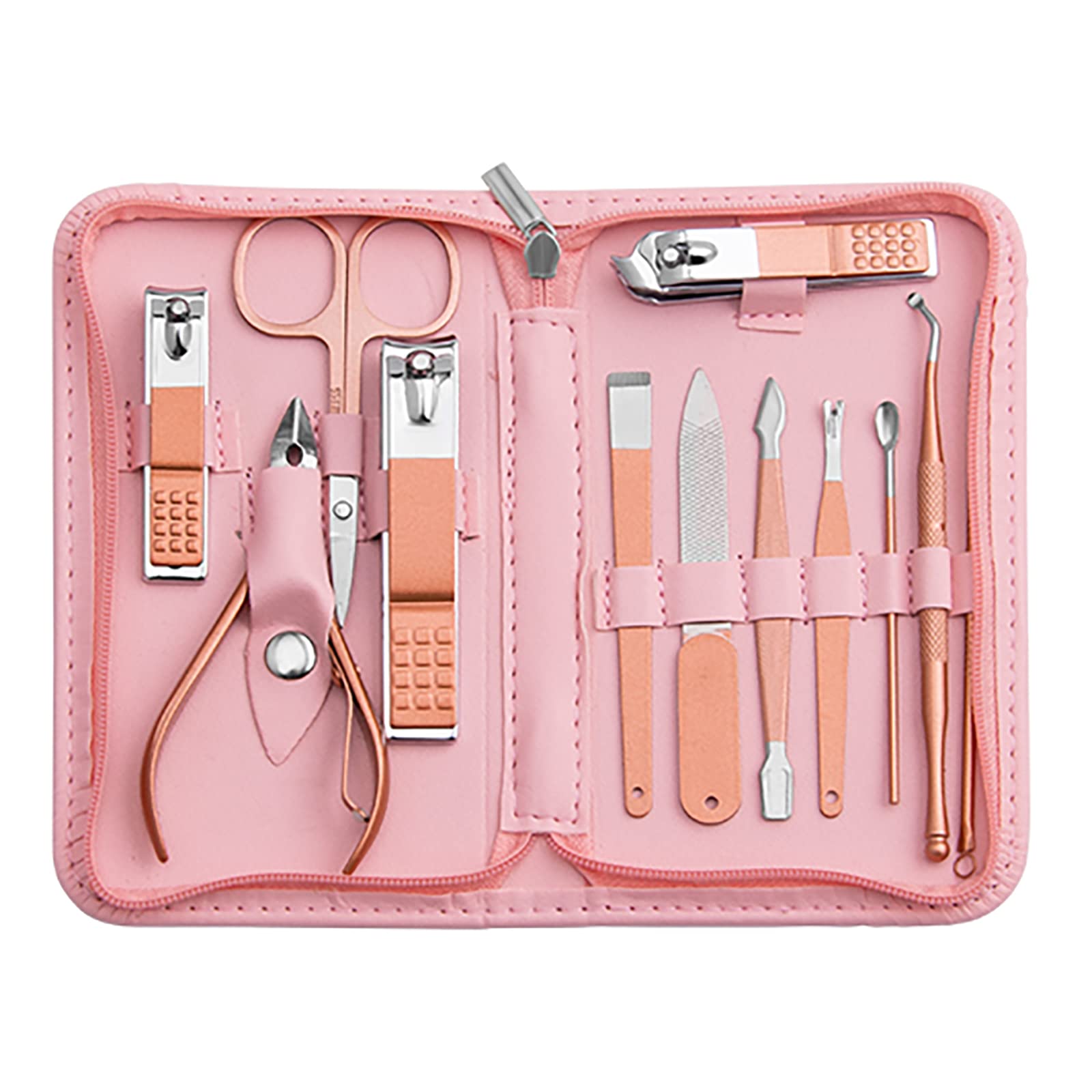 Kit Tumkun de uñas con 12 herramientas para manicura y pedicura incluidas.