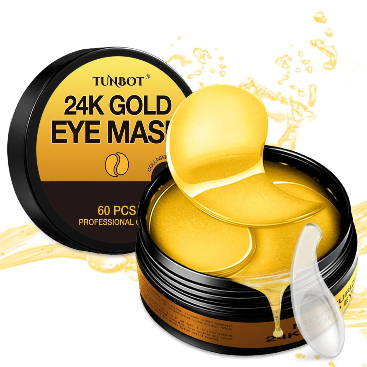 Tunbot mascarilla de ojos oro 24K lista para uso en spa en casa