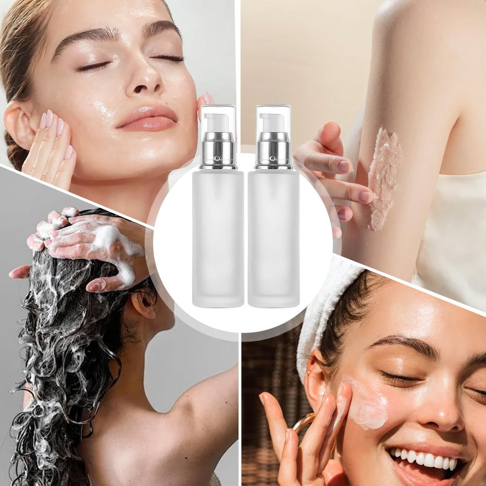 TUPSYBL recipiente maquillaje en vidrio, 120 ml, práctico para viaje