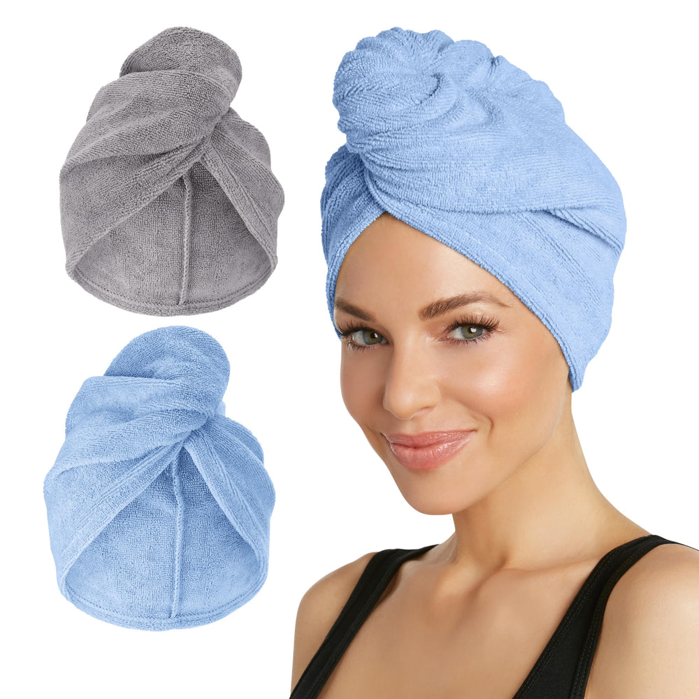 Turbie Twist: doble paquete, toalla microfibra para pelo, secado rápido y suave.