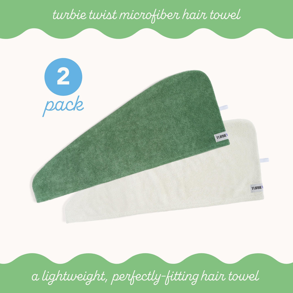 Lot de deux draps microfibre Turbie Twist, parfait pour voyager.