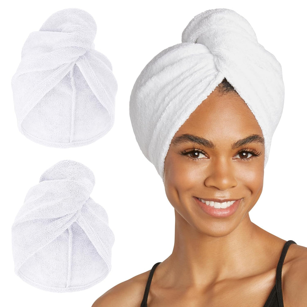 Turbie Twist : serviette microfibre absorbante pour cheveux longs et épais, séchage rapide.