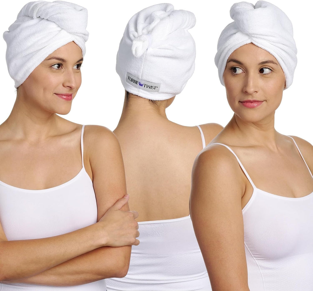 Turbie Twist: toalla de cabello de algodón, paquete de 3, ideal para viajes.