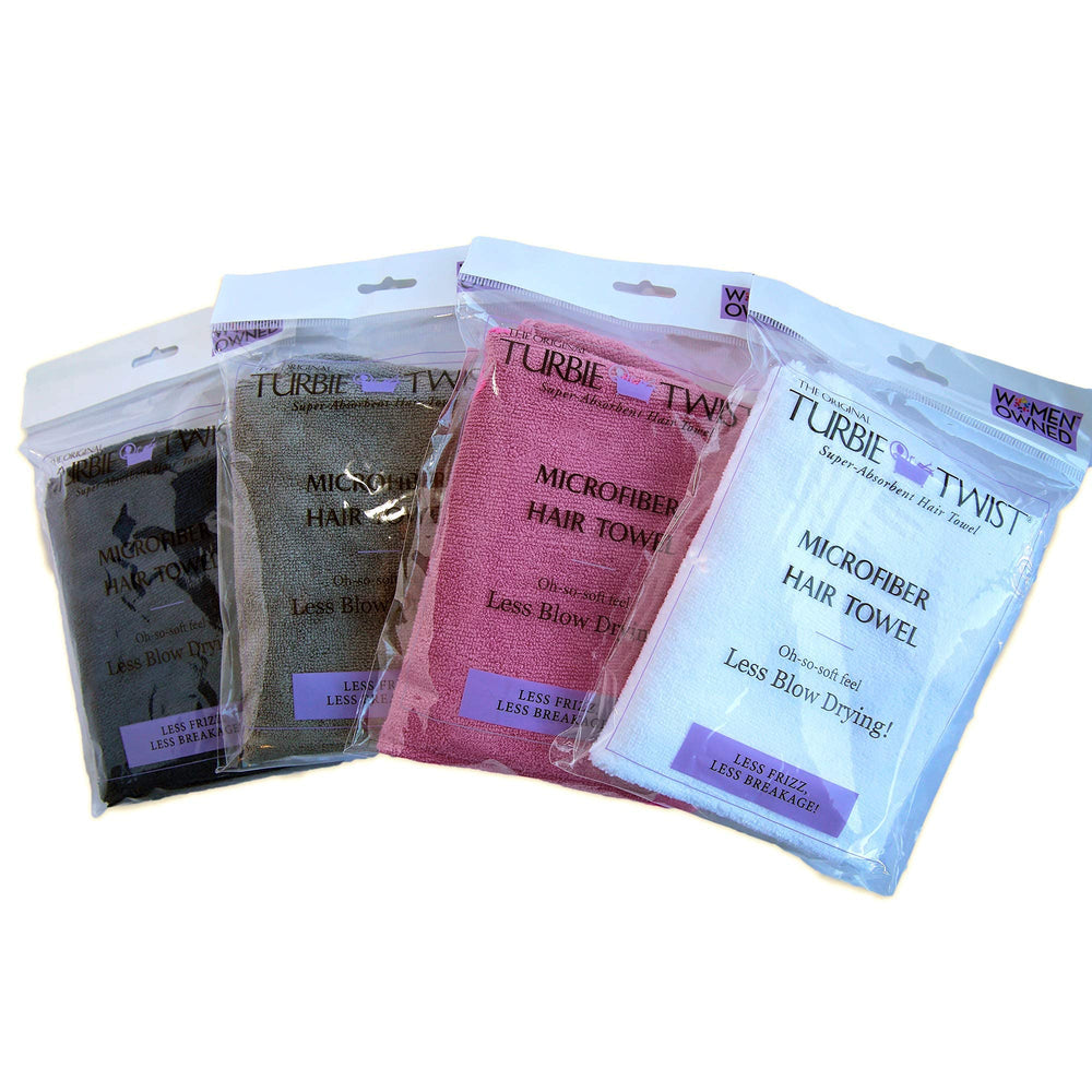 Turbie Twist: toalla microfibra para control del frizz y peinado suave.