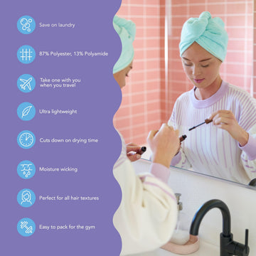 Turbie Twist: toalla pelo microfibra purpura para absorción eficiente.