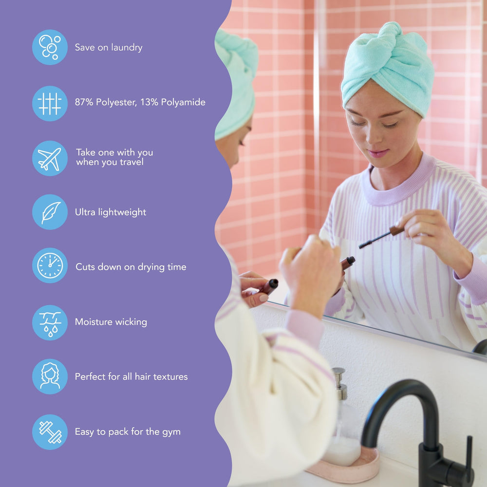 Turbie Twist: toalla pelo microfibra purpura para absorción eficiente.