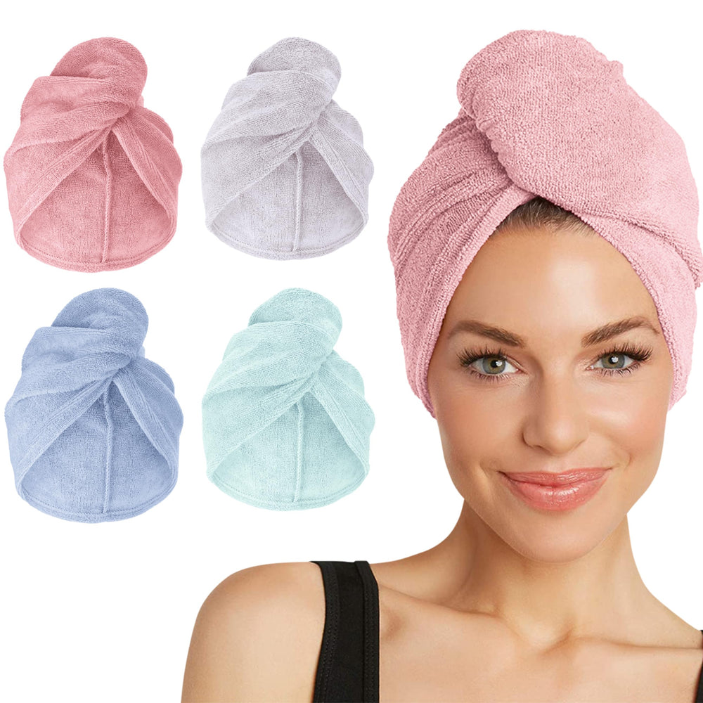 Turbie Twist: toalla pelo microfibra rosa para secado rápido y suave.