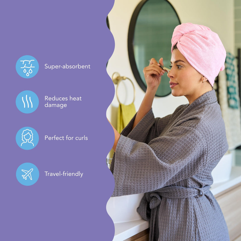 Turbie Twist: turbante envolvente para cabello, reduce fricción y frizz.