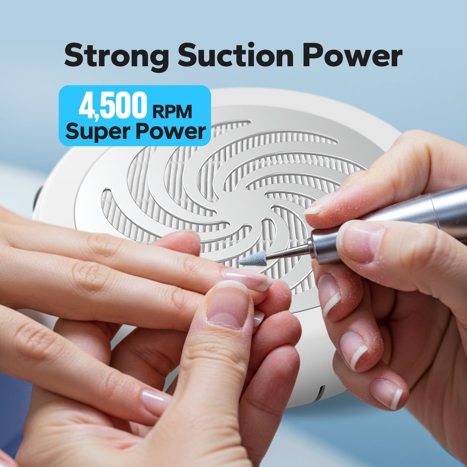 TurboTidy perilla control succión ajuste ofrece potencia variable para lijado cómodo.