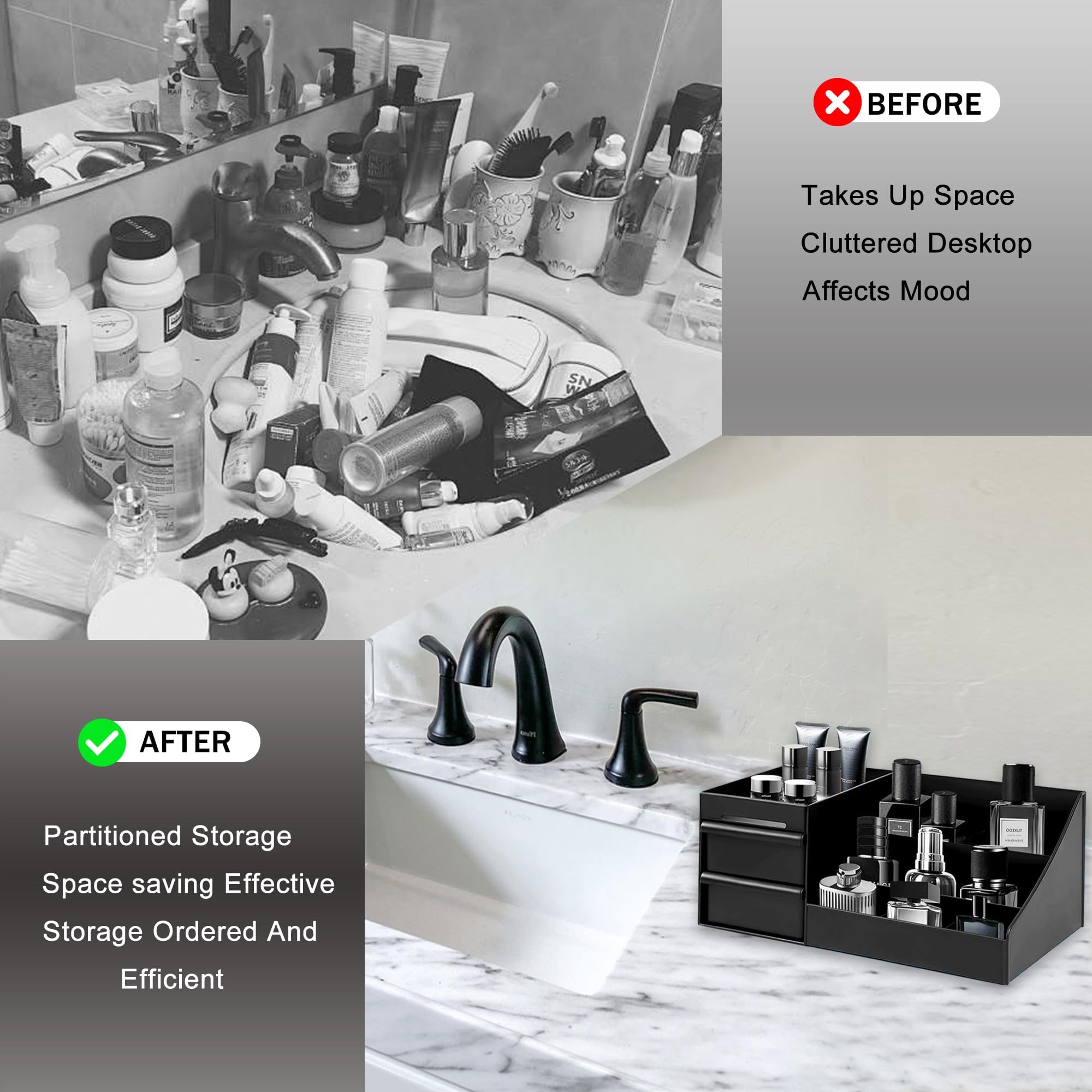 Turesmith tiroirs profonds pour soins et maquillage bien organisés.