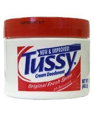 Tussy crema desodorante original en textura suave, ideal para uso diario y frescura duradera.