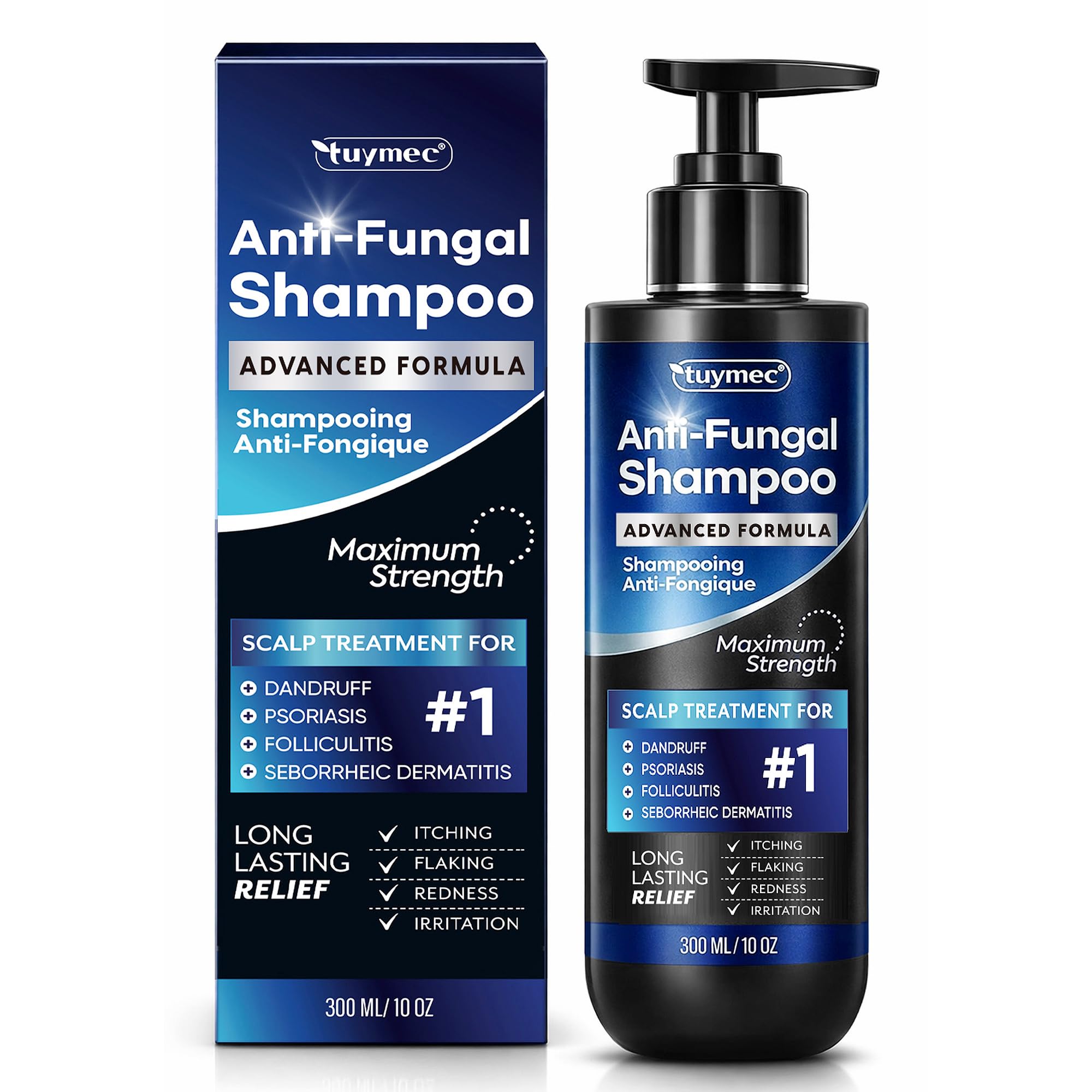 Tuymec Shampoo psoriasis-seborreica botella, posible alivio del picor.