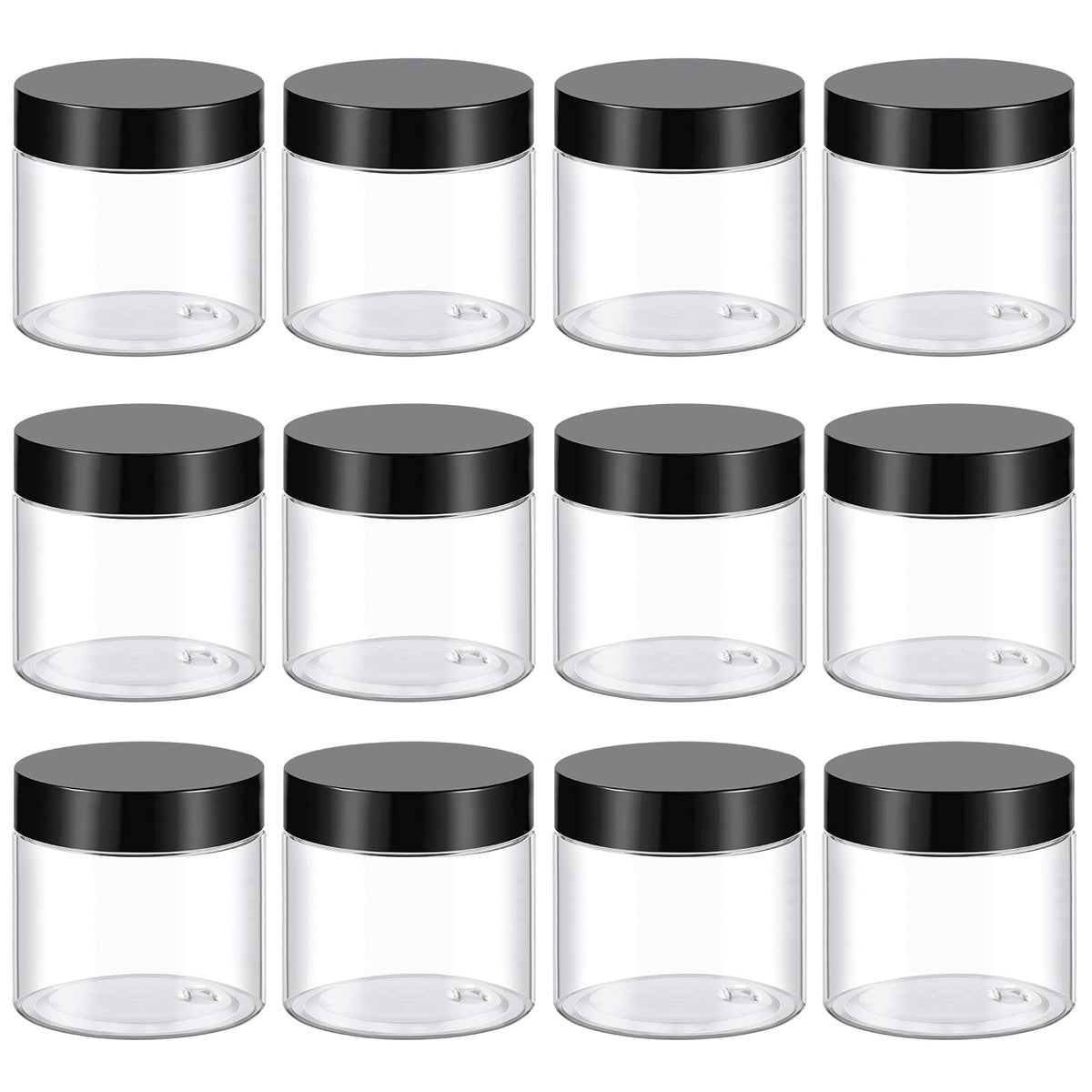 TUZAZO contenedor plástico 2 oz con tapa negra, ideal para cremas.