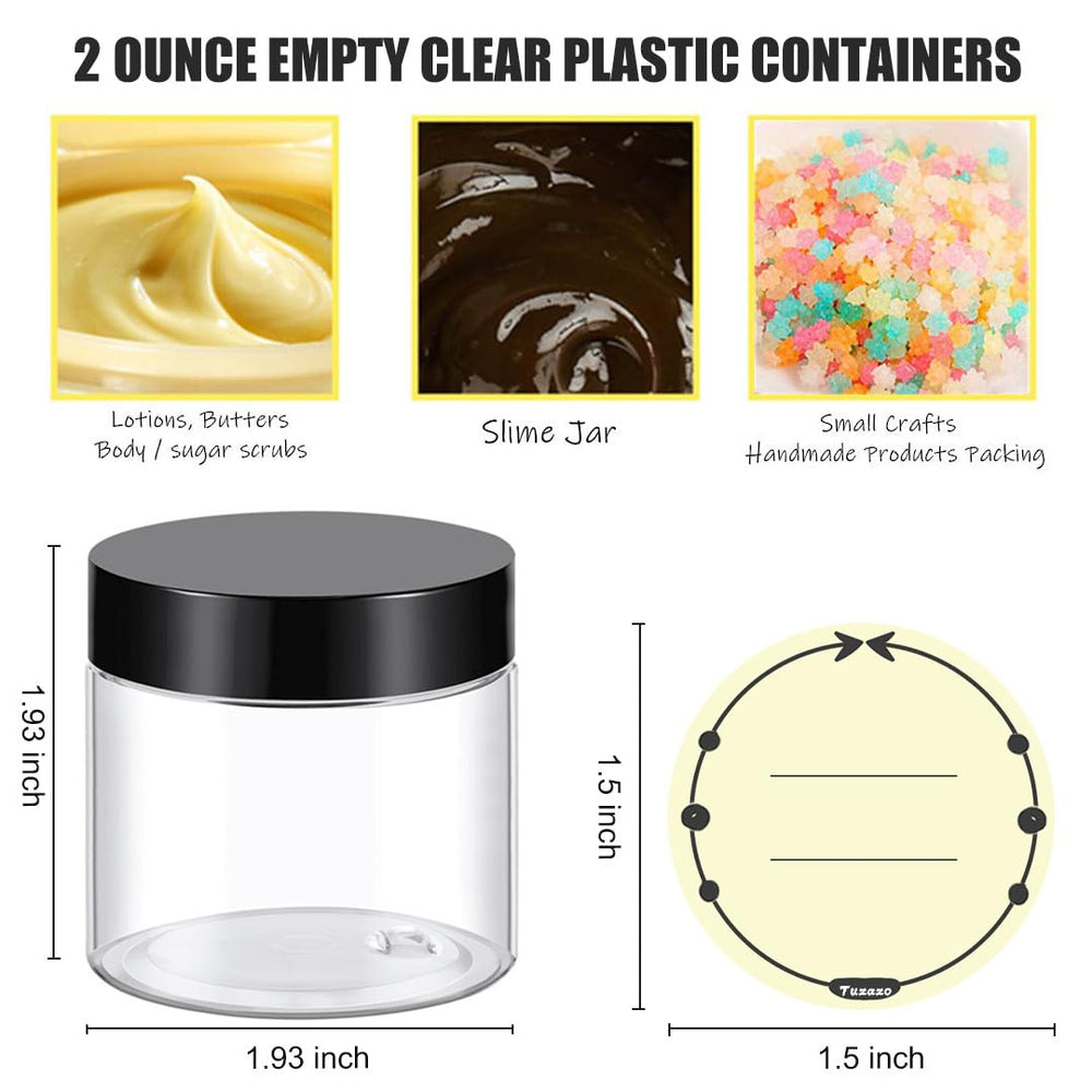 TUZAZO contenedor plástico transparente 2 oz, perfecto para viajar con cosméticos.