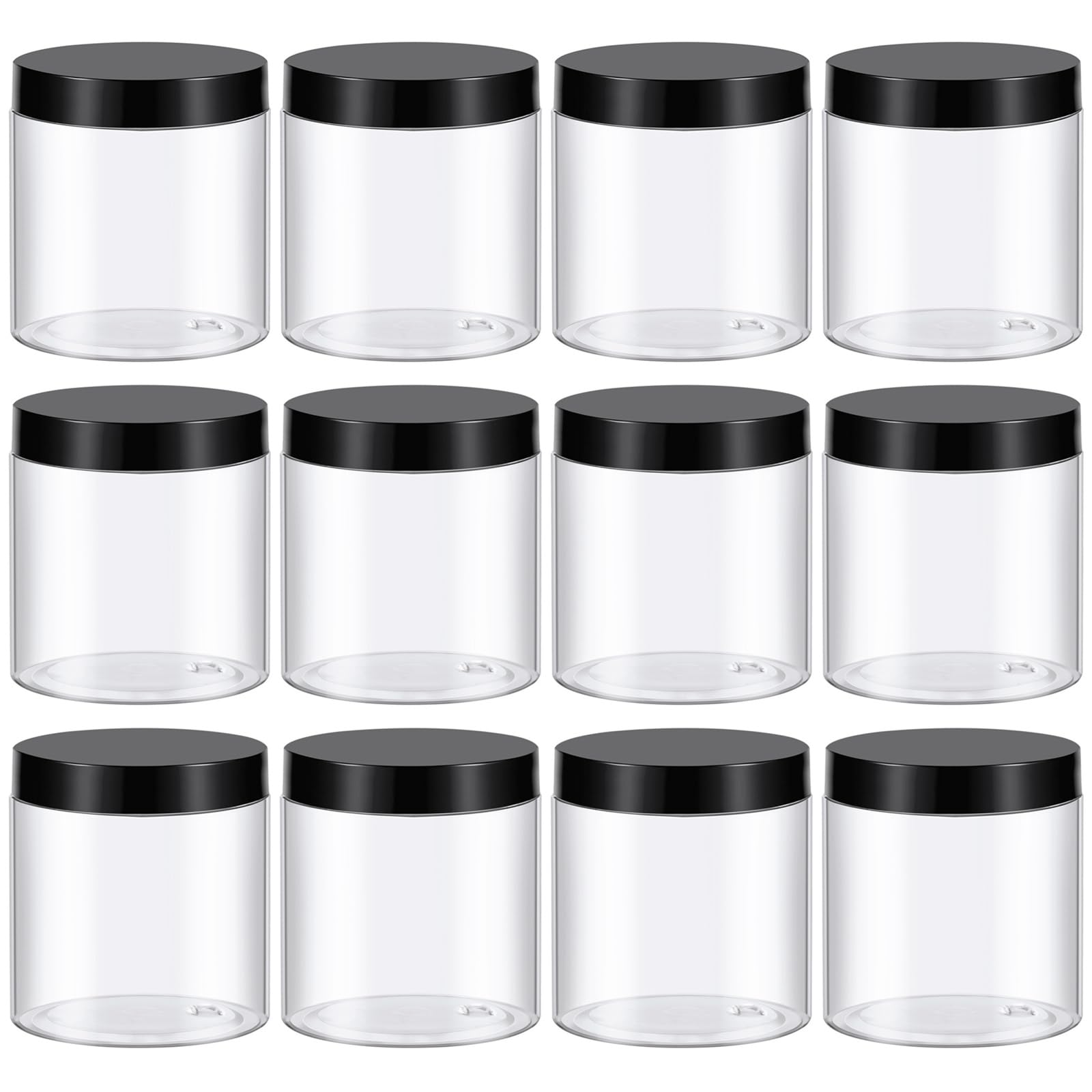 TUZAZO frascos plástico 8oz con tapas negras, ideales para cremas y transporte diario