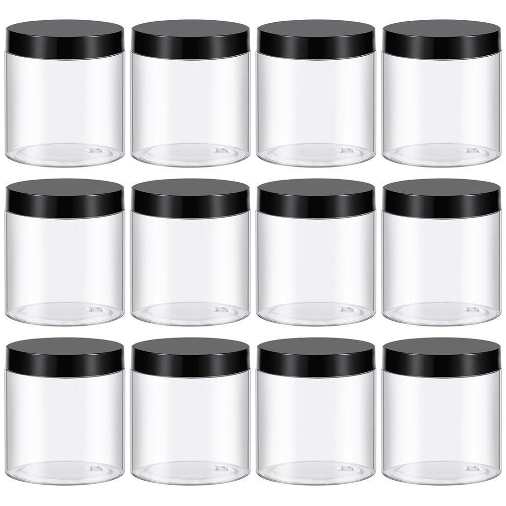 TUZAZO frascos plástico 8oz con tapas negras, ideales para cremas y transporte diario