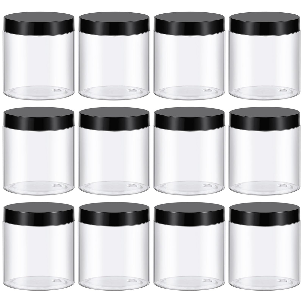 TUZAZO frascos plástico 8oz con tapas negras, ideales para cremas y transporte diario