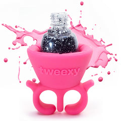 Tweexy, anillo-portaesmalte bonbon-rosa: sujeción estable durante la aplicación.