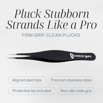 TWEEZER GURU pinzas punta aguja para puntos negros, eliminación precisa sin irritación.