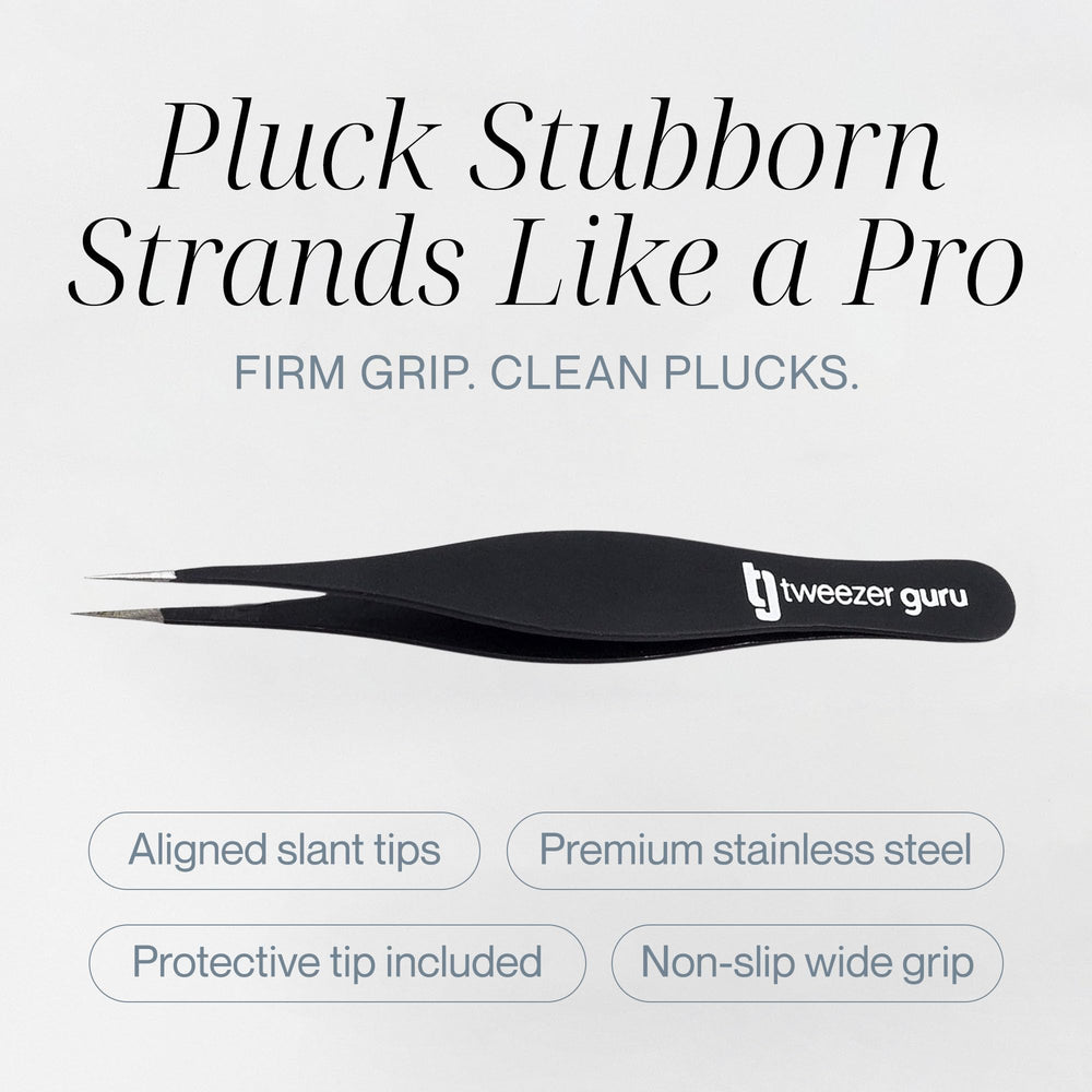 TWEEZER GURU pinzas punta aguja para puntos negros, eliminación precisa sin irritación.