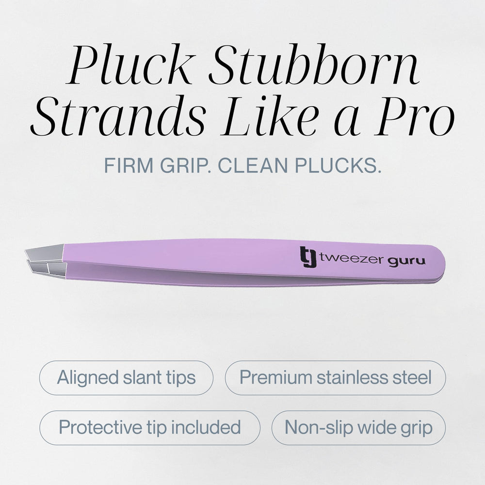 Pinzas Tweezer Guru con punta angulada para posicionamiento preciso.