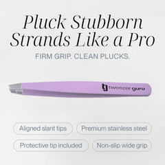 Pinzas Tweezer Guru con punta angulada para posicionamiento preciso.