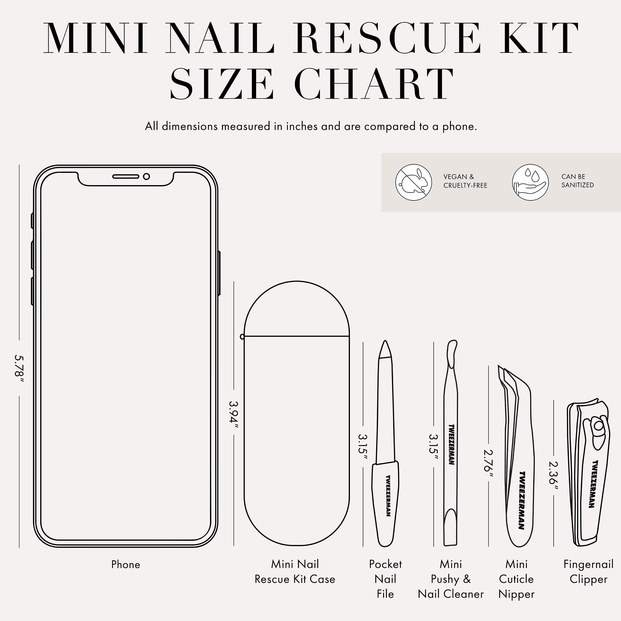 Tweezerman Mini Kit de Rescate de Uñas, kit completo listo para abrir.