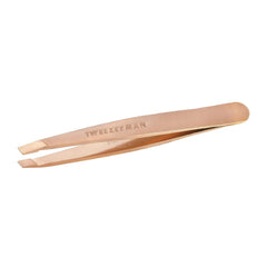 Pinzas Tweezerman Rose Gold Mini Slant con puntas afinadas para depilar cejas con precisión.