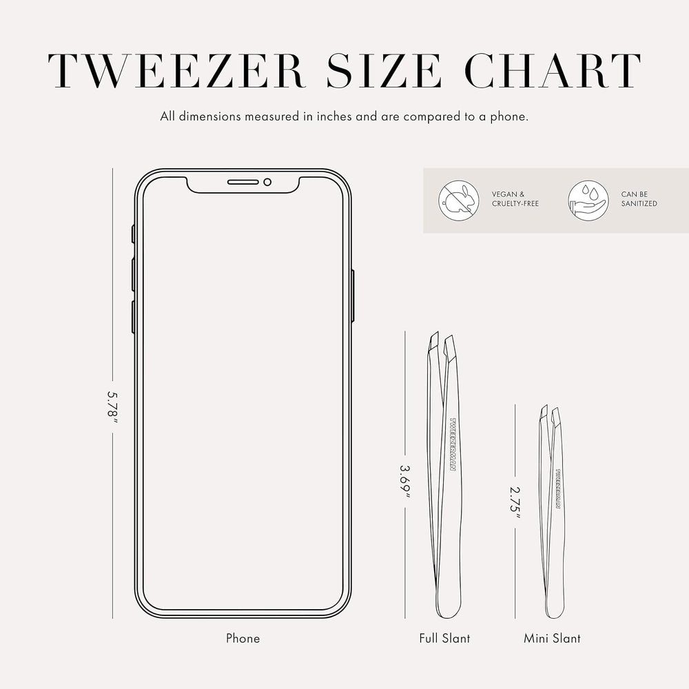 Tweezerman Rose Gold Mini Slant; tamaño mini para retoques discretos.