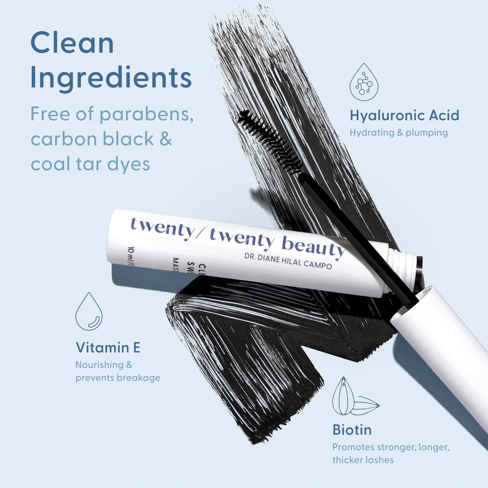 Twenty/Twenty Clean Sweep Mascara: fórmula sin negro de carbono para ojos sensibles