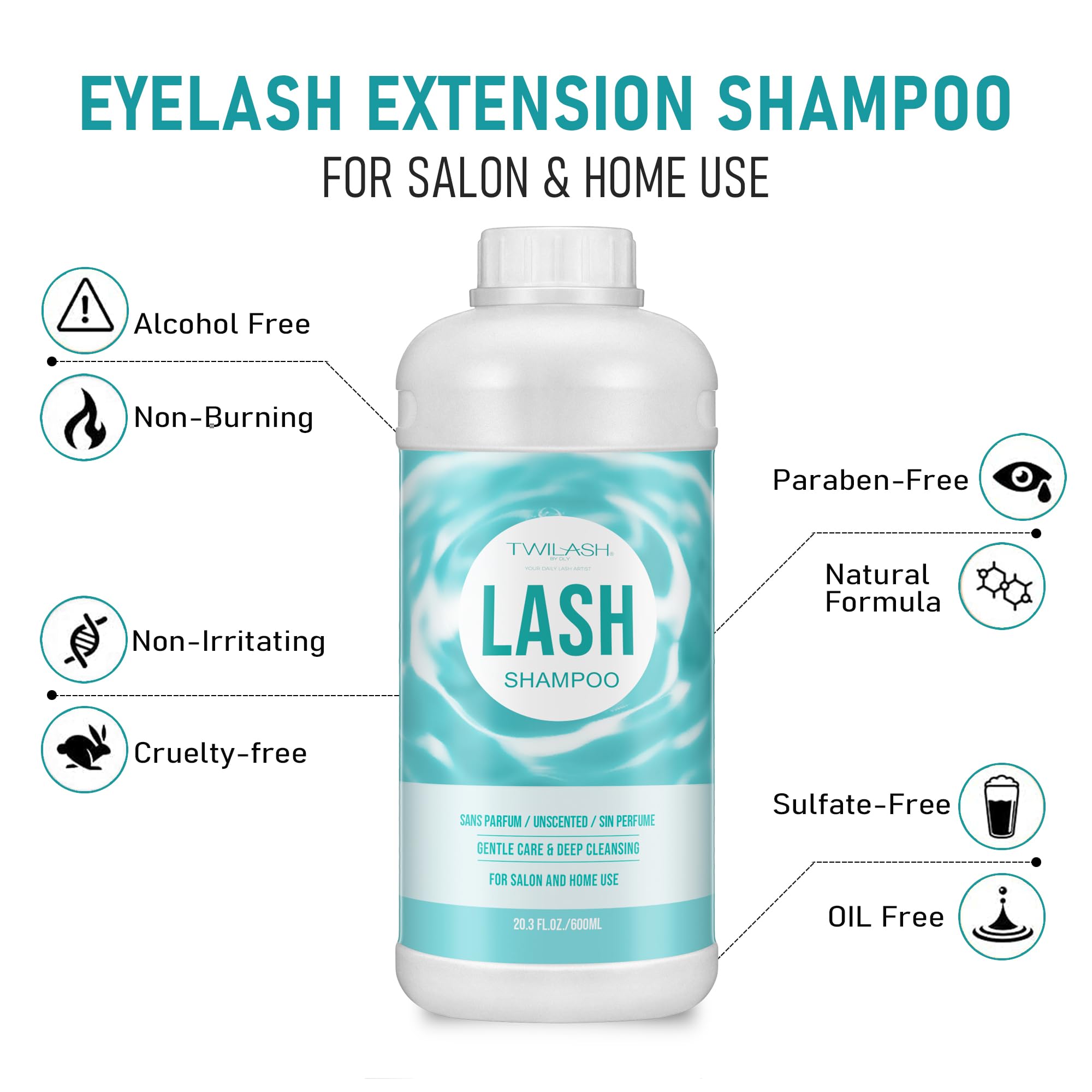 TWILASH BY DLY: limpieza suave para pestañas naturales y extensiones, manteniendo la salud de los ojos.