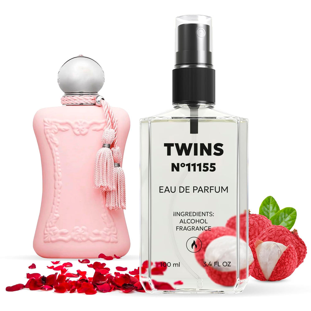 TWINS PARFUM Impression Delina: botella elegante destacando la fragancia floral para uso diario