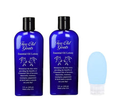 Two Old Goats Lotion avec bouchon verrouillable, bouteille de voyage exclusive pour hydrater la peau.