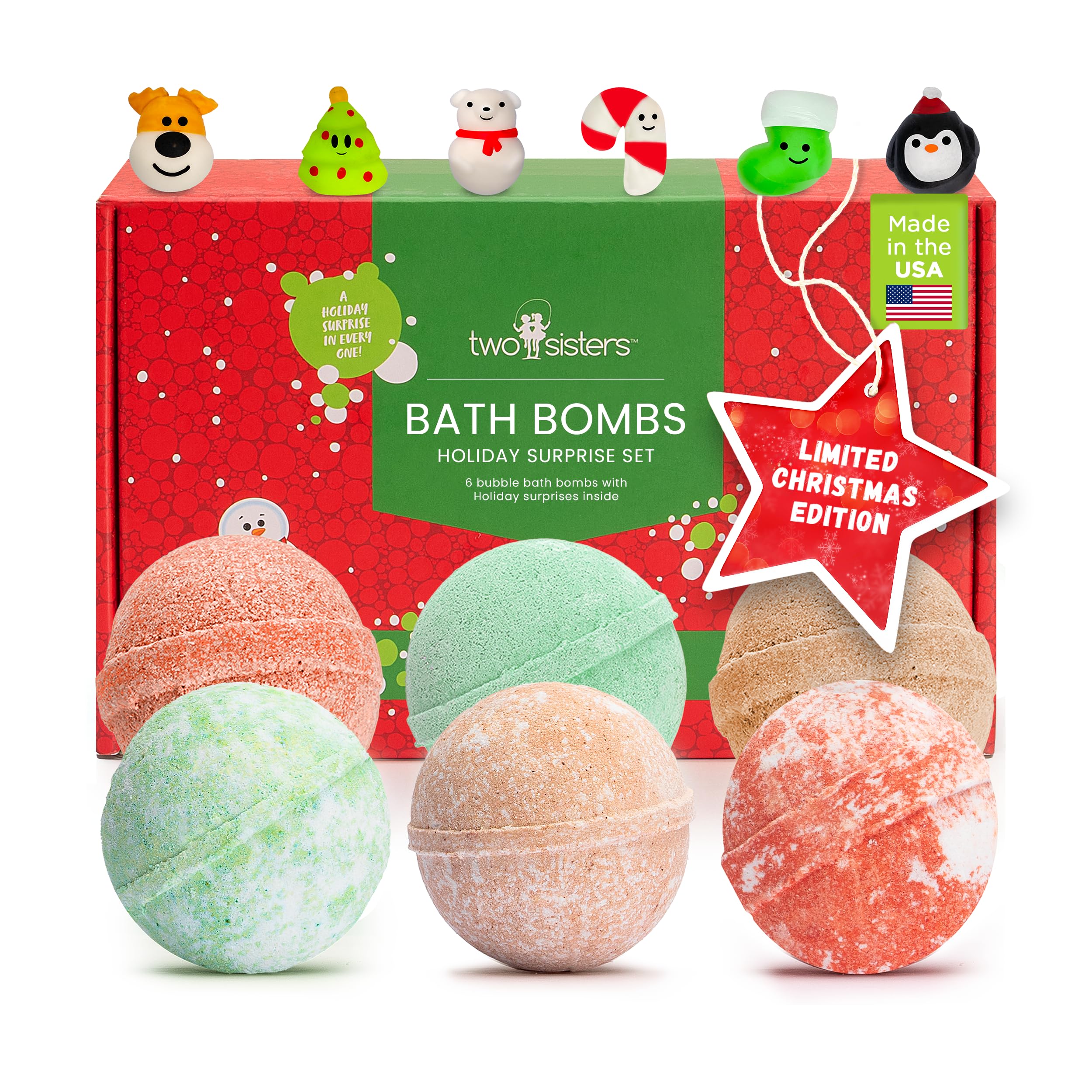 Two Sisters bombas de baño Navidad con sorpresa y juguete incluido.