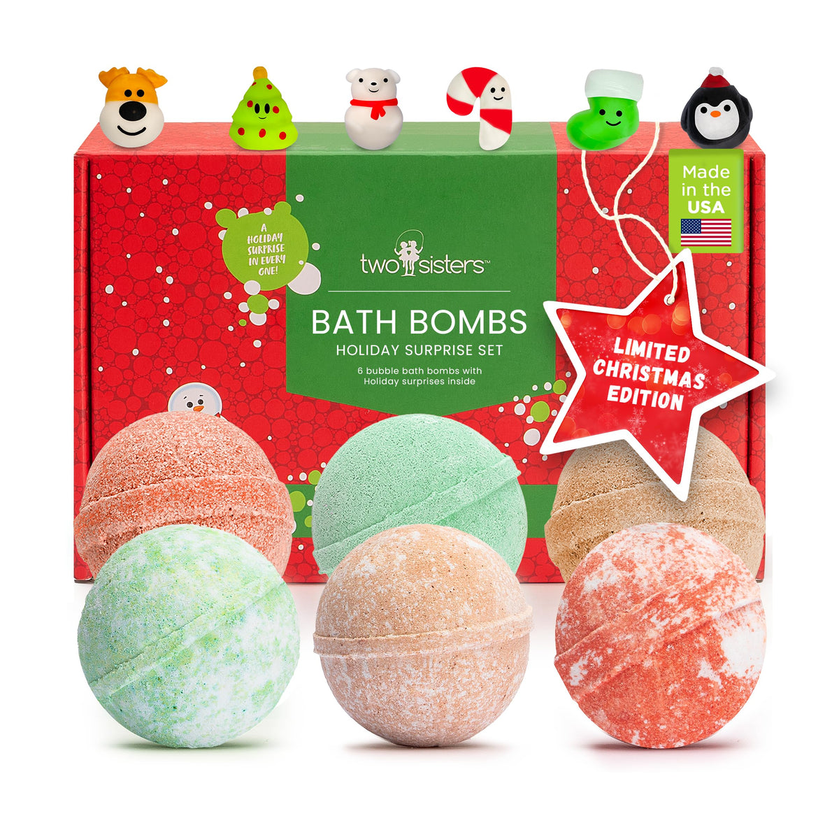 Two Sisters bombas de baño Navidad con sorpresa y juguete incluido.