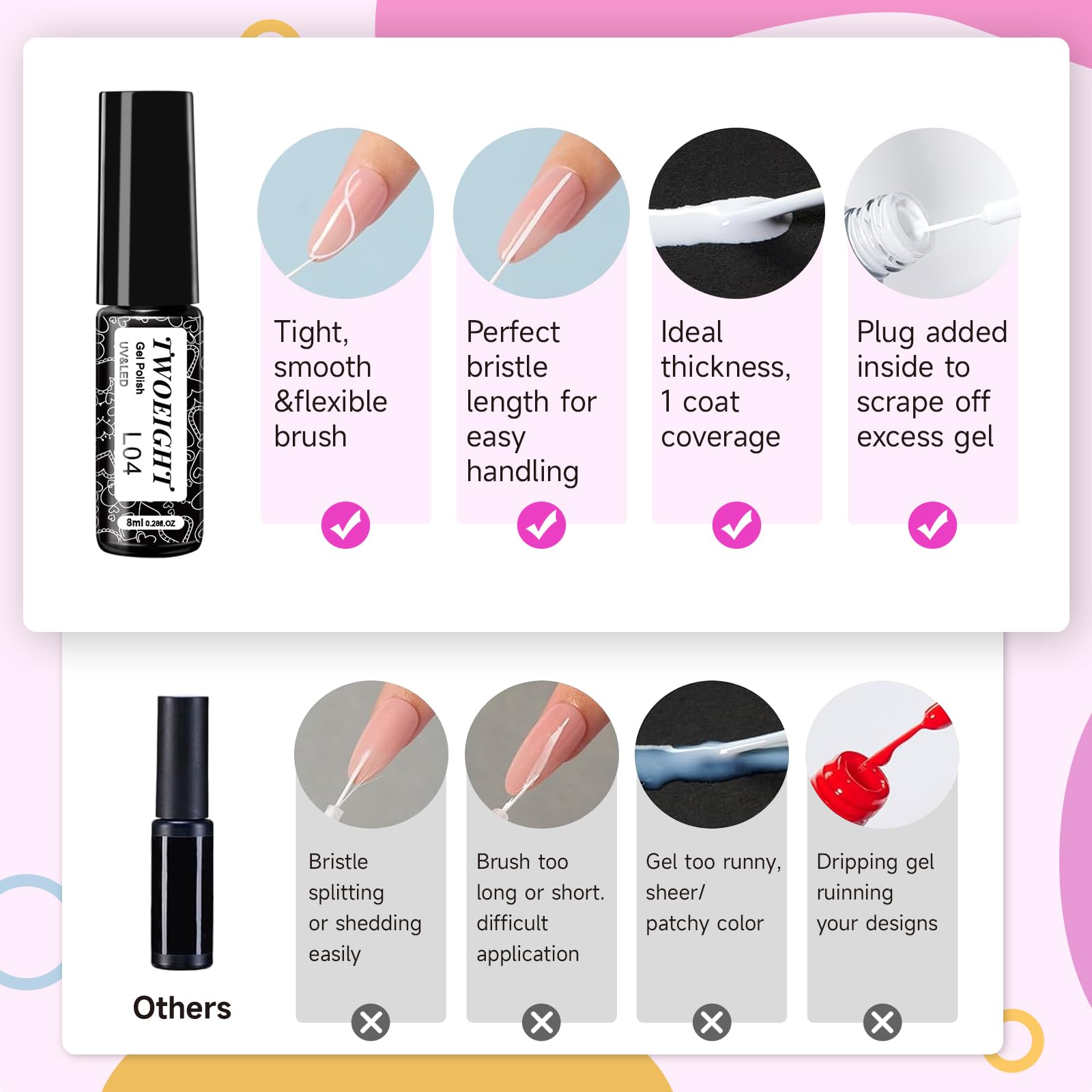 TWOEIGHT envase de 8 ml resistente y fácil de almacenar para coleccionistas.