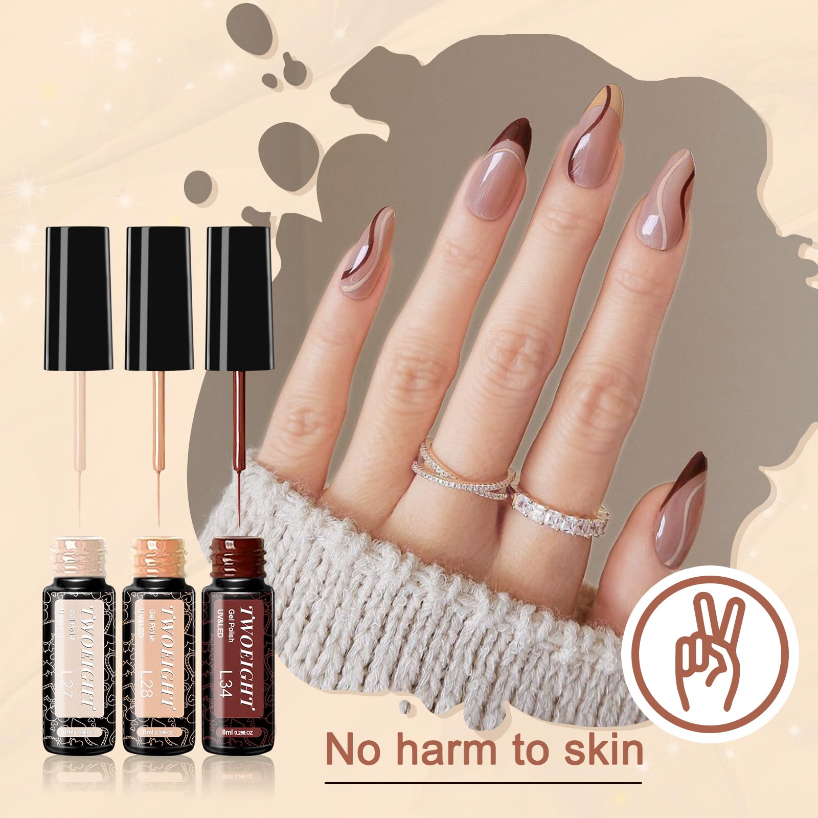 TWOEIGHT colores brillantes y opacos para diseños variados de uñas.