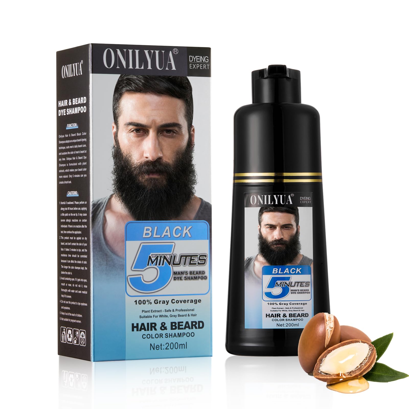 TYAYW Barba tinta negro en minutos para un color natural duradero.