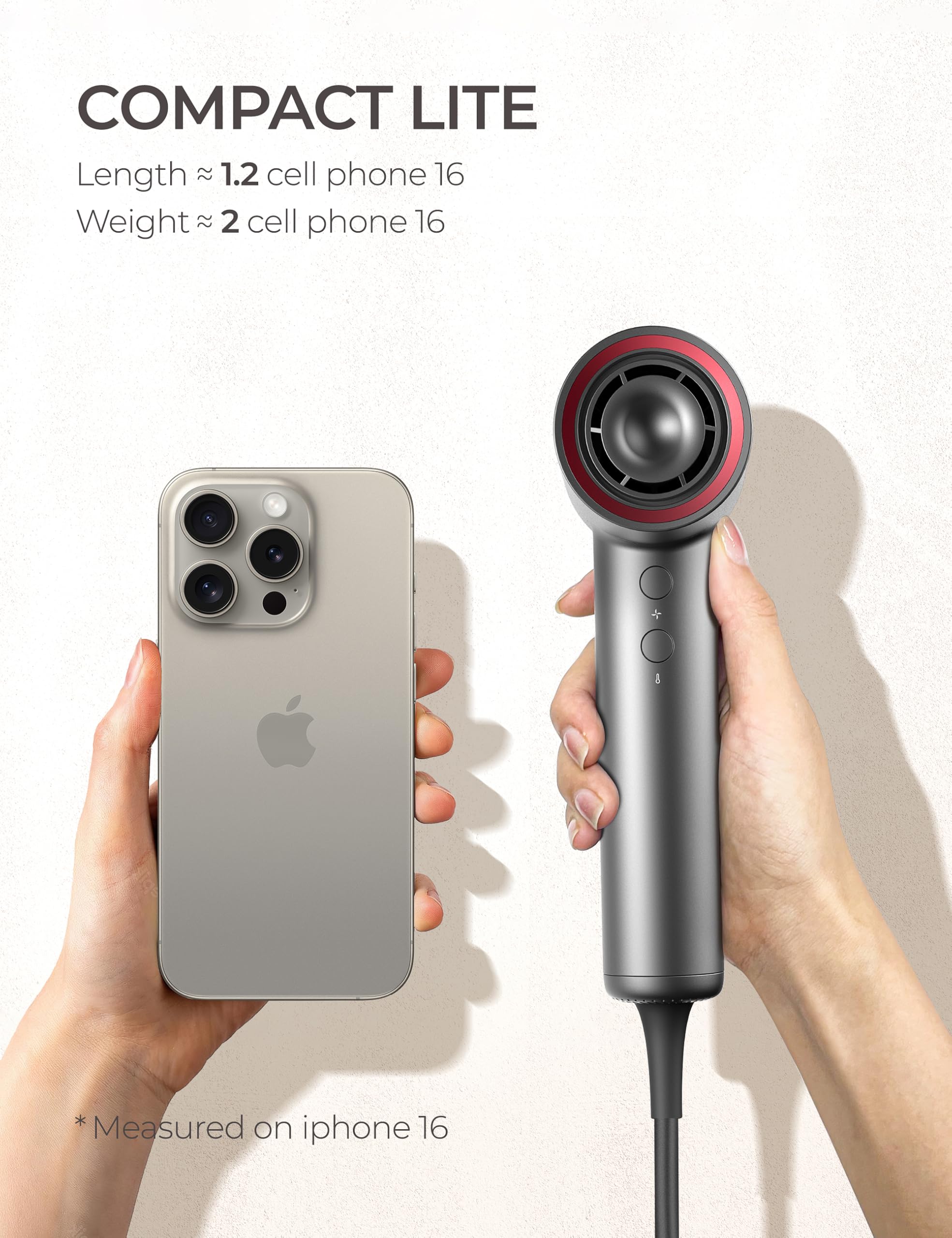 TYMO AIRHYPE Lite diseño compacto y silencioso para viajar