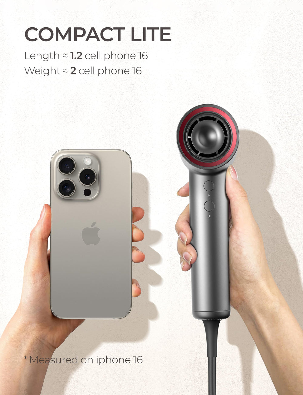 TYMO AIRHYPE Lite diseño compacto y silencioso para viajar