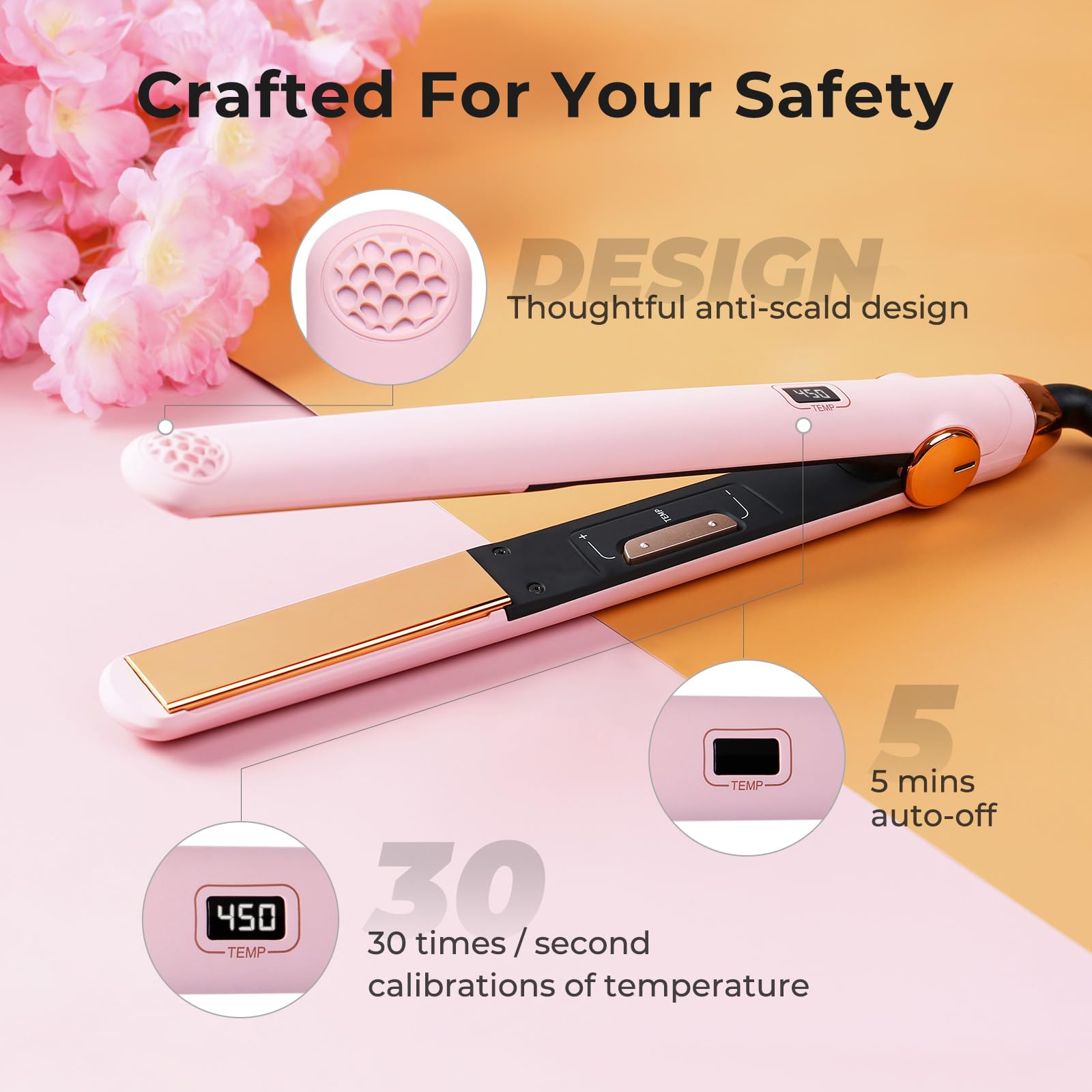 TYMO pantalla LED temperatura para control preciso durante el peinado.