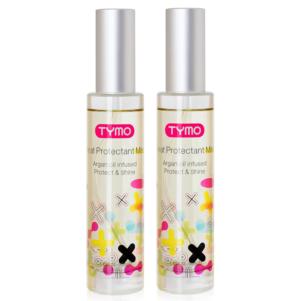 Protector térmico TYMO en botella para peinados con calor hasta 450°F.